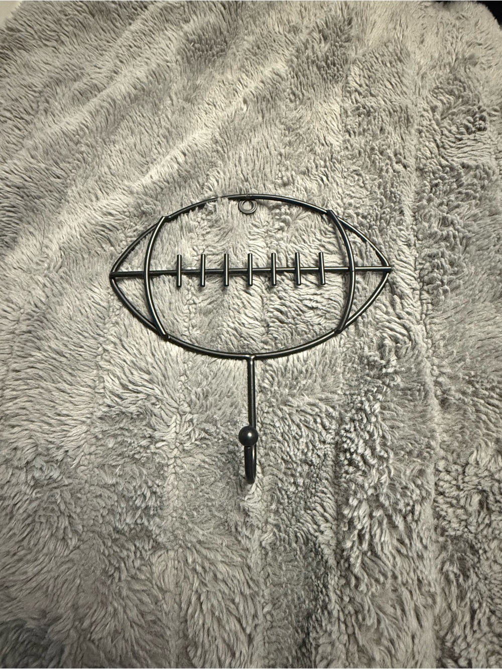 Metal Football Wall Hook in Black - Decorative Sports Hook